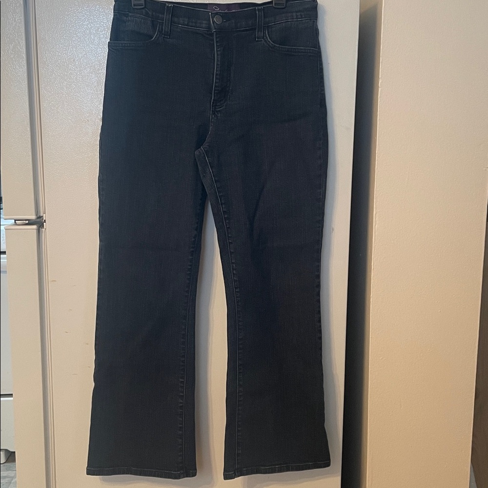 NYDJ Women's Size 12P Dark Blue Jeans 28” Wide‎ Leg Lift Tuck Technology